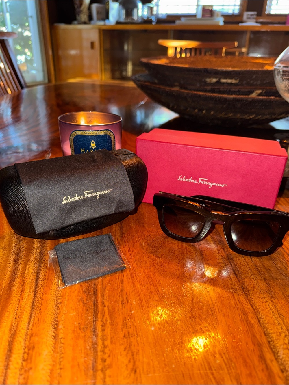Salvatore Ferragamo Men’s Dark Tortoiseshell Brown Rectangular Shades